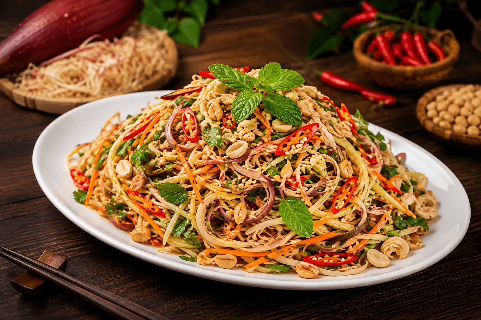 Nộm hoa chuối chay — món trong Combo 4 Mùa